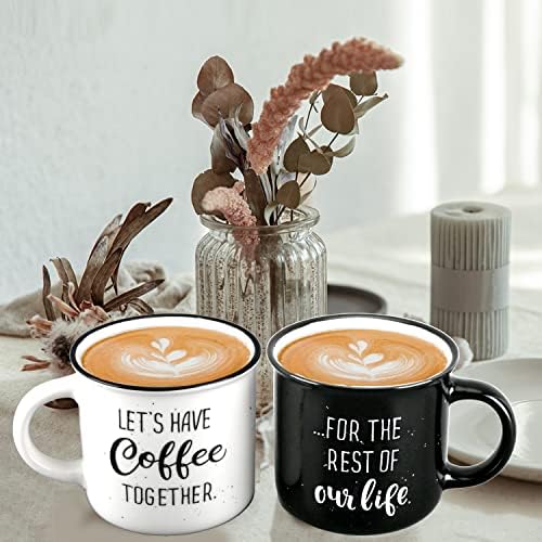 Подарък за Деня на майката, Нека нека пием кафе Заедно, Комплект Чаши, Подарък Кутия за Ангажименти за Двойки - г-Н и
