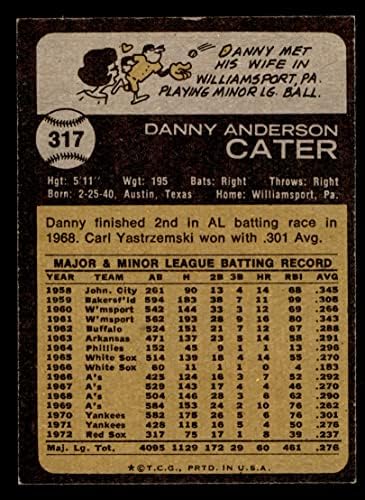 1973 Topps 317 Дани Кейтер на Бостън Ред Сокс (бейзболна картичка) EX/MT+ Ред Сокс