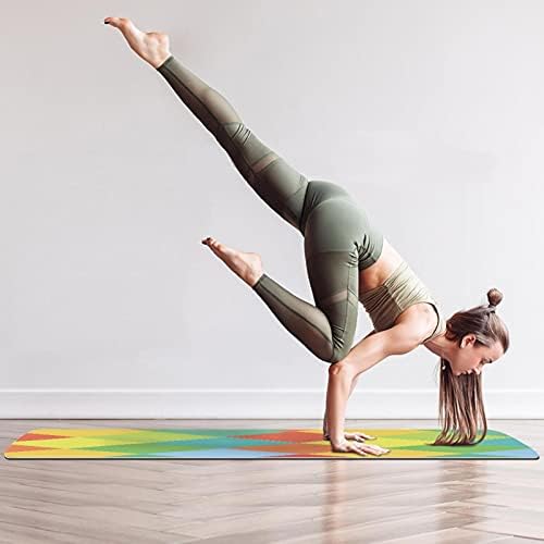 Килимче за йога с дебелина 6 мм, Цветен Диамант, Червен, Зелен, Жълт, Екологично Чисти Постелки за упражнения от ТПЭ,