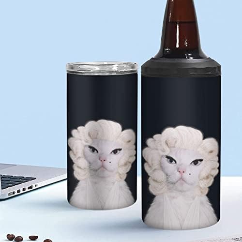 Охладител за тънки Кутии с изолация от котки в Ретро стил - Уникален Графичен Охладител за Консерви - Охладител за тънки