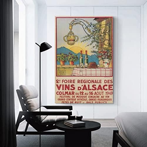 1949 елзаски стил Фестивал на френското вино Ретро Постер Стенно Украшение на Стената Художествени Картини на Платно