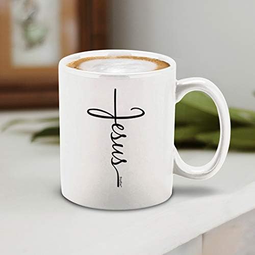 shop4ever Керамични кафеена чаша с кръста на Исус, чаша за чай