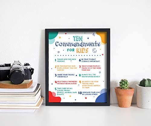 Десетте божи Заповеди за деца, Стенни Щампи - Плакати на Библейски текстове, без рамка размер 8x10 с Цитати на Бога -