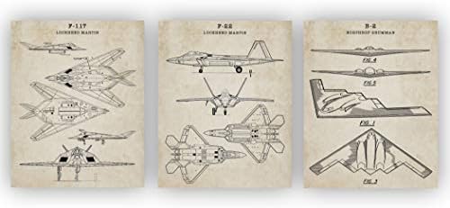 Стенен щампи на тема военни самолети-невидимок в ПУСТИНЯТА - Комплект от 3 - 8x10 снимки на военна тематика САЩ без рамки.