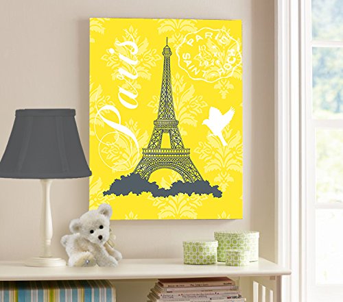 Модерна Парижката Айфеловата кула - Уникален декор на детска стая от растянутого платно с Пейсли и Неразлучниками - Стенно изкуство, което ще се превърне в незабрав