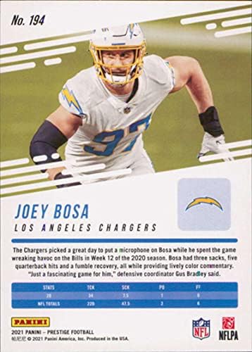 Търговската картичка 2021 Панини Prestige 194 Джоуи Боса Лос Анджелис Чарджерс Футбол NFL