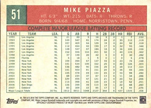 2018 Topps Archives 51 Бейзболна картичка Майк Пиаца Ню Йорк Метс