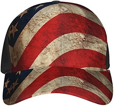 Реколта бейзболна шапка с принтом на американското, Регулируем Шапка за татко, Подходящ за бягане във всяко време и отдих,