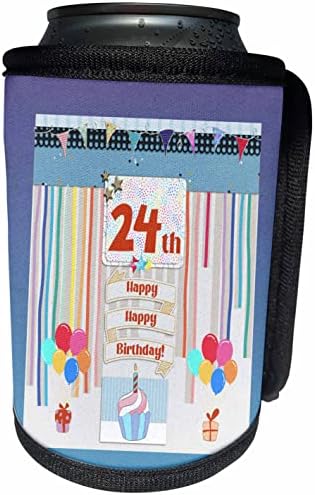 Триизмерен образ на етикет на 24-ти рожден ден, Торта, Свещи. - Опаковки за бутилки-охладители (cc_359184_1)