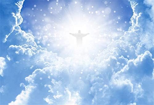 Leyiyi 20x10ft Исус Христос в Небето Фон за Снимки в Небесното Царство е Място на Небето на Облак Петно на Хълбока Свещен