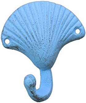 Куката В Морски стил с Ръчно изработени в Селски стил, Светло Синьо във формата На Миди 6 инча - Чугунени Украса - Antique