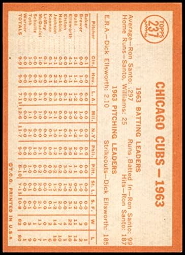 1964 Topps 237 Cubs Отбор Чикаго Къбс (Бейзболна карта) в Ню Йорк Къбс
