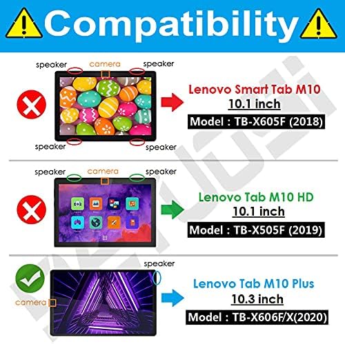 Силиконов калъф DETUOSI за Lenovo Tab M10 FHD Plus 10,3 2020 г. съобщение (TB-X606X/X606F) с каишка и Стилуса, тънък, Лек Защитен калъф-стойка в сгънат вид за Tab M10 FHD Plus, Розово-червено и лилаво