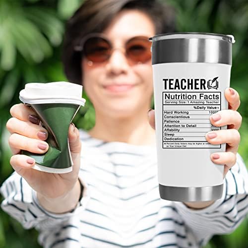 NBOOCUP Подарък за учители, за жени и мъже - Факти за храненето в живота на учителя, Изолирано Пътна Кафеена чаша, Подаръци