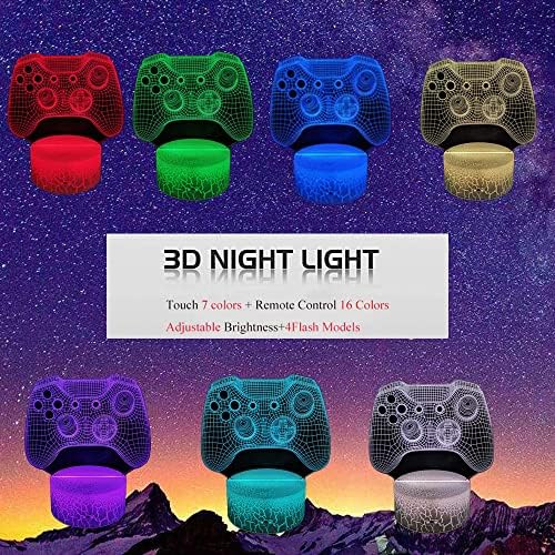 3D Геймпад лека нощ, Детска Иллюзионная лампа (Фигура 3) дистанционно управление и сензорен 16 Цвята, което променя Цвета