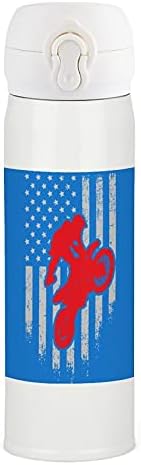 Мотокрос Мотокрос на САЩ, Американския Флаг От Неръждаема Стомана, Изолиран Бутилка За Вода Кафеена Чаша Чаена Чаша За