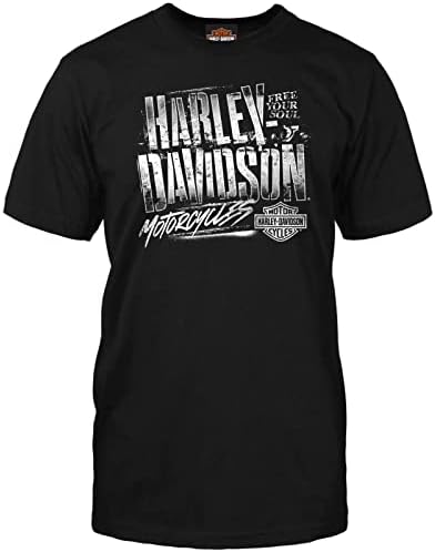 Harley-Davidson Military - Мъжка Черна тениска с графичен дизайн - USAG Щутгарт | Гръндж Spray