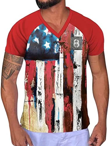 ZDDO 4 юли Мъжки тениски с къс ръкав Soldier, 2022 Нова Лятна тениска с Патриотичен флаг, Тениска с V-образно деколте за тренировка на мускулите