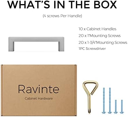 Ravinte 10 X Твърди Дръжки на Кухненски шкаф От Полиран Никел Дърпа след Себе си Тънък чекмеджето с 3 Инчов Отвор В Центъра