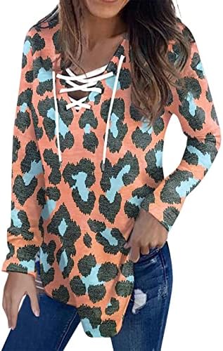 Жена Модерен Оборудвана Пуловер, Топ, Класическа Блуза с V-образно деколте, Ежедневни Ризи Големи Размери, Пуловер С Дълъг Ръкав и Принтом