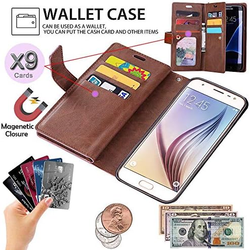 Калъф за носене в чантата си Galaxy J7 Case 2018/J7 Star/ J7 V 2nd/J7 Crown/J7 Refine Case, Държач за карти Auker 9 +