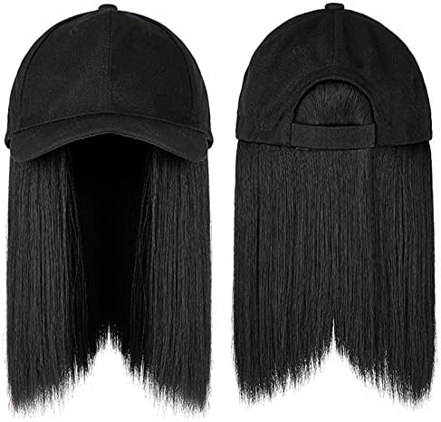 Прическа MALLOOM, бейзболна шапка, дълга регулируема перука с прикрепена коса, права перука, очила с козирка