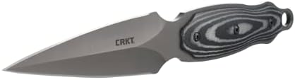 Лек нож CRKT Shrill с фиксирано острие, нож с две покритие от титанов нитрид, дръжка от влакна, пропитанного смола, Кожени