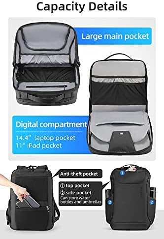 Раница за мъже, Подходящ за 15,6-инчов работни Чанти за преносими компютри с Usb порт за зареждане, който да бъде Одобрен