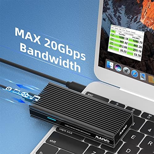 MAIWO K1685P3 20 gbps M. 2 NVME SSD Корпус Адаптер докинг станция, USB3.2 Gen2 Type-C за NVME PCI-E-M-Key/B&M Key Алуминиев