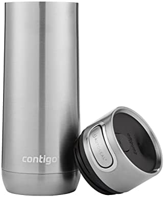 Пътна чаша Contigo Luxe Autoseal, Термокружка от неръждаема стомана, Термос, Фланец чаша, могат да се мият в съдомиялна