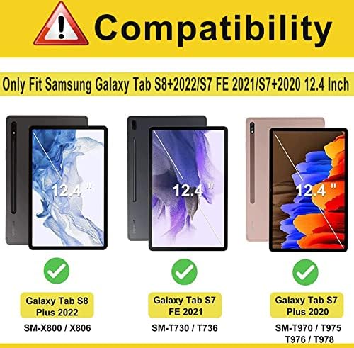 Калъф за Samsung Galaxy tab S7 Fe 5G 2022 - Калъф за таблет S8 Plus 12,4 Инча 2021 Червена Роза Калъф за таблет Tab S7 Plus 2020 Galaxy S8 + S7 + Калъф за таблет Защитен калъф за цялото тяло, за да Tab S7 FE