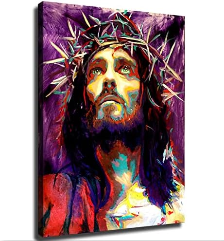 Исус Христос Стенно Изкуство Акварел Кристиан Исус Портрет Живопис на Платно Абстрактна Живопис Съвременно Изкуство Декоративна