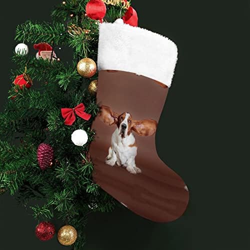 Басет Куче на Куче С Летящи Ушите Коледни Окачени чорапи Чорапи за Коледно Камина Празничен Начало Декор
