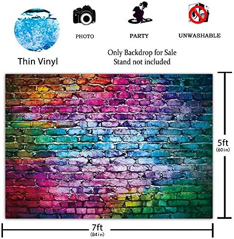 Funnytree 7x5ft Цветни Тухлена Стена на Фона на 80-те и 90-те години на Хип-Хоп Дискотека Рожден Ден, Сватба, Абитуриентски