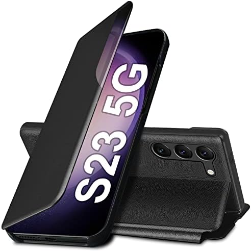 Шарнирен калъф Galaxy S23 за Samsung Galaxy S23 5G Case, Прозрачен Тънък Кожен калъф за Samsung S23 Калъф за телефон