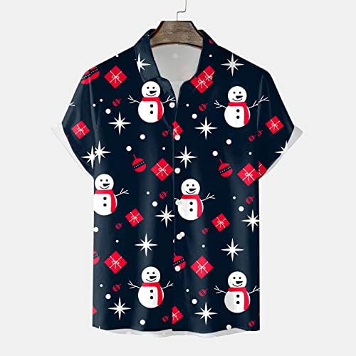 DSODAN Мъжки Коледни Ризи с копчета и Къс Ръкав, Забавна Хавайска Риза с Графичен Дизайн, Коледна Новост, Вечерни Риза