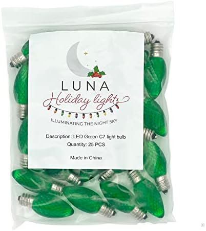 Luna Holiday Lights C7 Зелена Led Лампа, Разменени Коледна Лампа, Фасетиран 2-SMD Гнездо E12