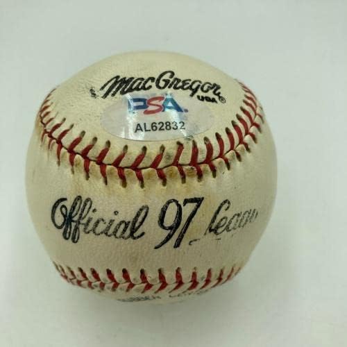 Ханк Аарон 1970-те Подписа Договор с Официалната Лига Бейзбол PSA DNA COA - Бейзболни топки с автографи