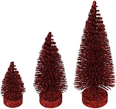 Викерман 3и 5-7Работа-Розово Лъскава Изкуствена елха от Овална Бор, Комплект от 3 теми - Набор от Изкуствени Коледни