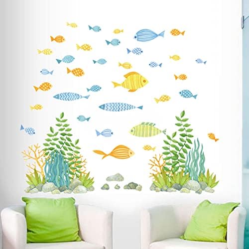 Стикери за стена - Океански Риби Декор на Стените на Морски Животни, Растения Стикери За Стени Подвижна Vinyl Стикер на Стената за Деца, Детска, Баня, Спалня, Детска Дек