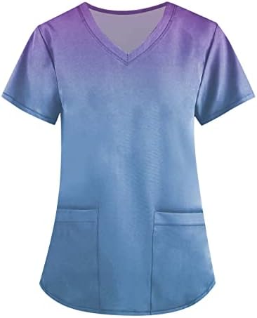 Униформи на медицински Сестри с принтом за Жени, Забавни Тениски с V-образно Деколте, Работно Облекло, Блузи с Принтом