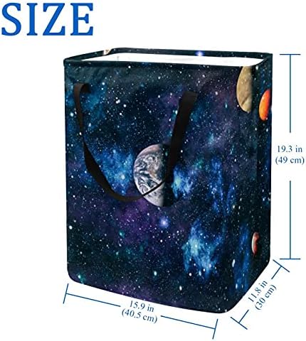 Кошница за дрехи Kapotofu с дръжка, Космическа Планета, Тъмно Синьо, Звездното Нощно Небе, Сгъваема Голяма Памучен Кошница