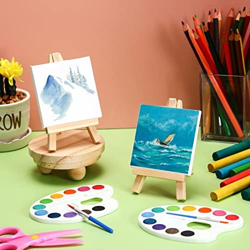 Мини-Комплекти Акварельных бои 12 Цвята Акварел с 3x3 Платно за Рисуване Панел с Дървени Мольбертом Набор от Разширени