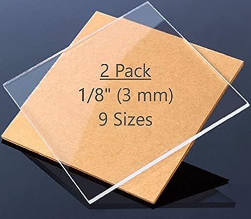 DistinctAndUnique 2 Опаковки, Прозрачни листове от лят акрил, плексиглас с Дебелина 1/8 инча (3 мм), Лесно режущегося пластмасови плексиглас със защитно хартия - Знаци, занаяти