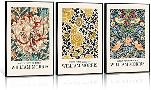OPPQRRS Уилям Морис Ботаническата Платно Стенно Изкуство Комплект от 3 теми Реколта Плакати с Цветния пазар за Стая Естетически