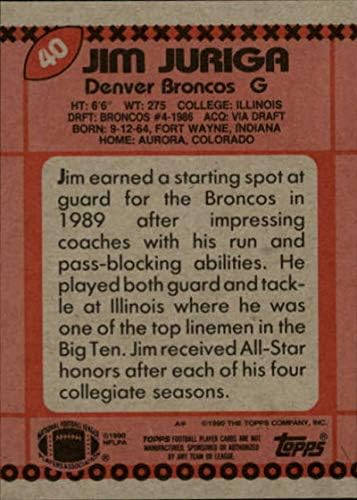 1990 Topps 40 Джим Юрига Broncos Футболна карта NFL NM-MT