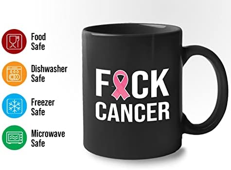 Чаша за Bubble Hugs Fck Cancer Mug Черна 11 грама - Информираността за рака на гърдата, Розова Лента, Мотивация