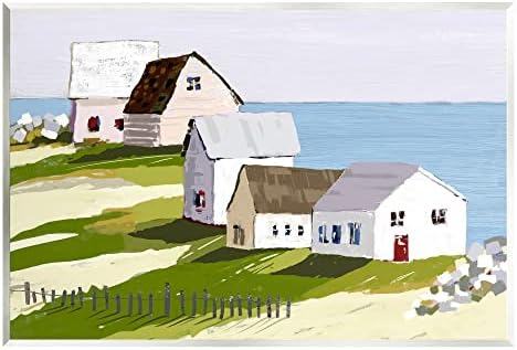 Фантазия Вили Stupell Industries на брега на морето С изглед към Необятни Океански пейзаж, Рисунки върху дървени стени,