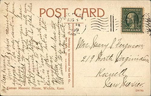 Канзасский Масонски Дом Уичита KS Оригиналната Антични Картичка 1909 г.