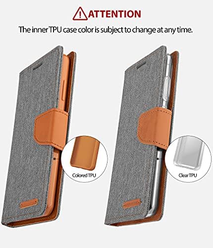 Платно портфейл Goospery за Samsung Galaxy S6 Case (2015) с панти капак-стойка от деним - Сив